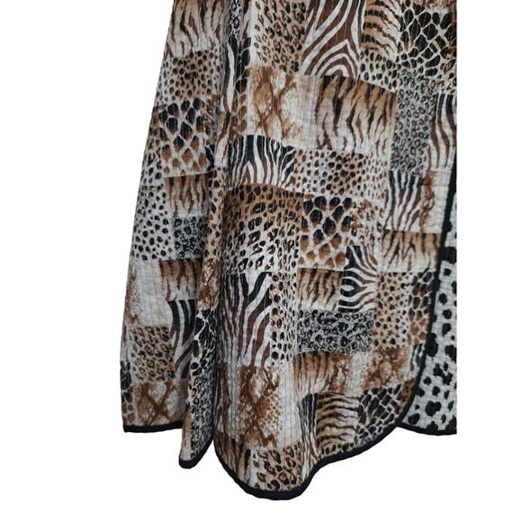 Alfred Dunner Women Sz 16 P Animal Print Lightweight Quilted Open Front Jacket - Picture 2 of 10